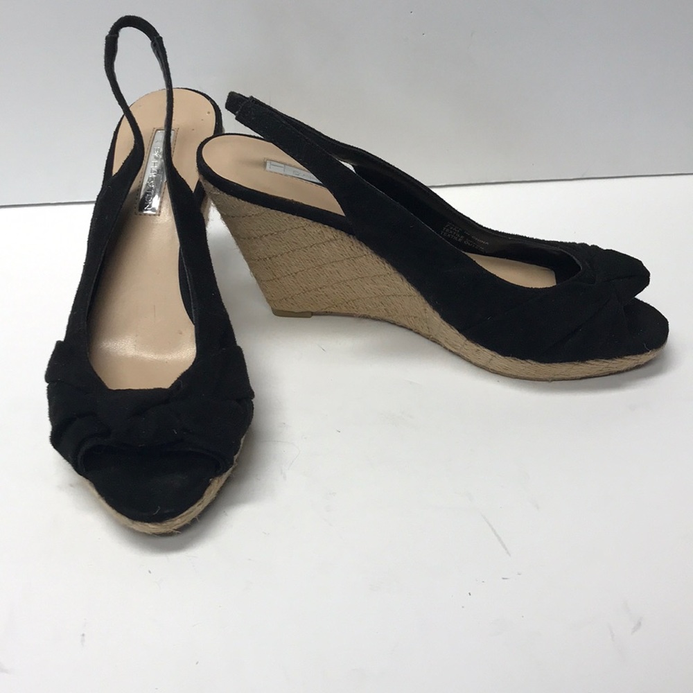 H by Halston Wedge Heel Sandals Faux Suede Sz 7.5M